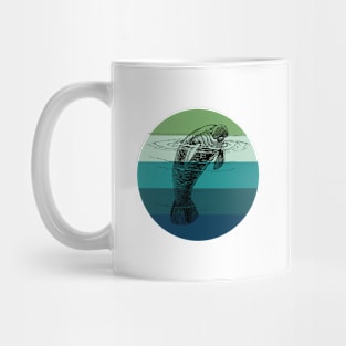 Manatee Sea Cow Drawing Retro Vintage Ocean Creature Mug